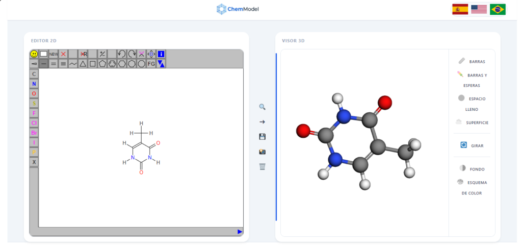 Timine molecule in ChemModel.com